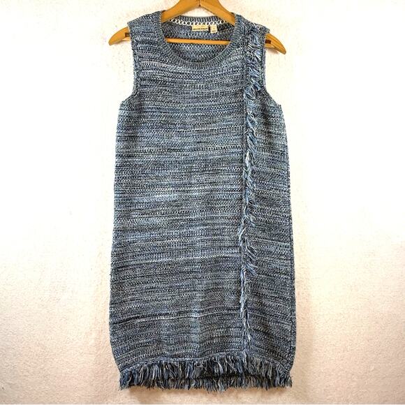 Holding Horses Womens Fringe Sweater Dress Sz XS Blue Cowgirl Boho Western Knit - Picture 1 of 10